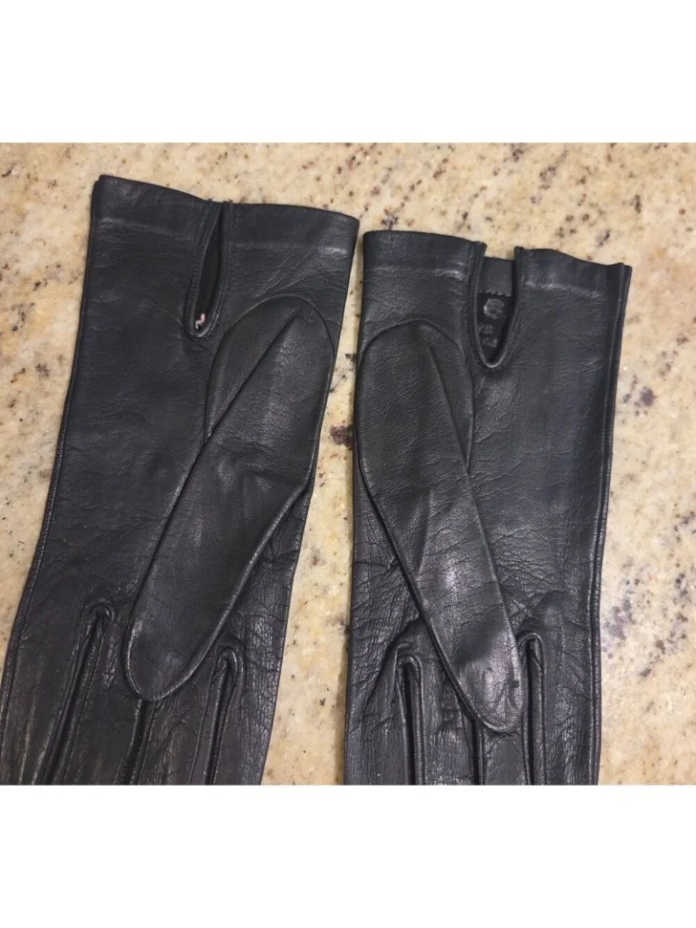 Vintage Womens Size S / 6.5 Black Leather Embroidered Flower Formal Gloves Italy